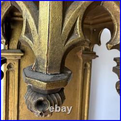 Religious Gothic Gilt Wood Wall Statue Altar Church Architectural Salvage