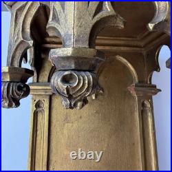 Religious Gothic Gilt Wood Wall Statue Altar Church Architectural Salvage