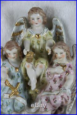 Religious Porcelain Group angels holy water font
