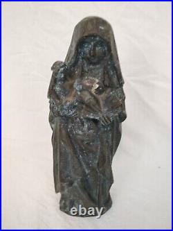 Religious St Anne Bronze Antique Statue One Of A Kind