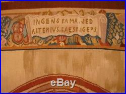 Religious Symbolic Pictorial Tapestry Latin Inscription 5x6 Unique Handmade Rug