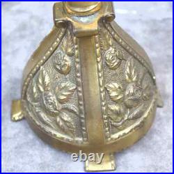 Religious antique Crucifix +2 candlesticks Catholic brass colour domestic altar