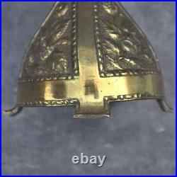 Religious antique Crucifix +2 candlesticks Catholic brass colour domestic altar