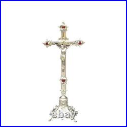 Religious antique French crucifix rococo style cross 15.55 silver colour