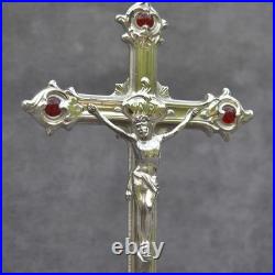 Religious antique French crucifix rococo style cross 15.55 silver colour