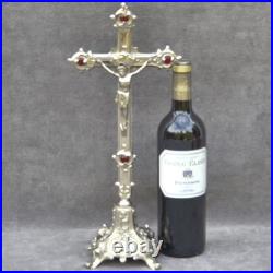 Religious antique French crucifix rococo style cross 15.55 silver colour