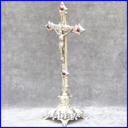 Religious antique French crucifix rococo style cross 15.55 silver colour