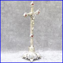 Religious antique French crucifix rococo style cross 15.55 silver colour