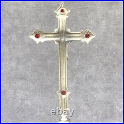 Religious antique French crucifix rococo style cross 15.55 silver colour