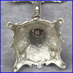 Religious antique French crucifix rococo style cross 15.55 silver colour