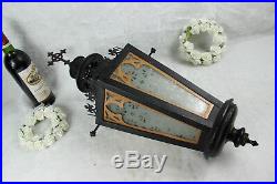 Religious gothic church Lantern light metal black cross Glass Candle holder