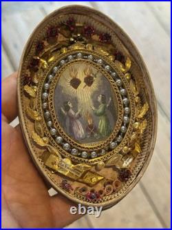 Reliquaire Relique Paperolles 19th Century Religious Relics France Coffret