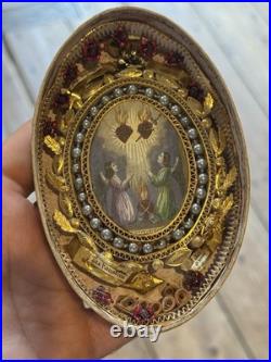 Reliquaire Relique Paperolles 19th Century Religious Relics France Coffret