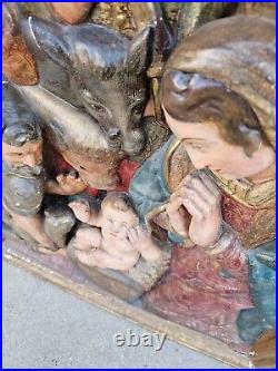 Renaissance Antique Church Wood carved religious Christmas Nativity relief Icon