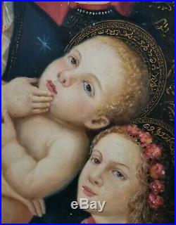 Renaissance Style Religious Saint Angel Madonna Christ Huge Antique Oil Painting