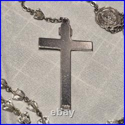 Rosary Vintage Antique Sterling Silver Religious Catholic Crystal Glass Beads