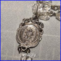 Rosary Vintage Antique Sterling Silver Religious Catholic Crystal Glass Beads