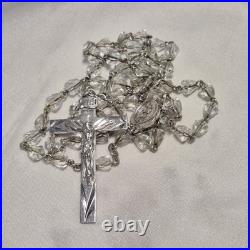 Rosary Vintage Antique Sterling Silver Religious Catholic Crystal Glass Beads