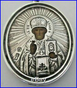 Russian 84 Silver Religious Icon Pendant, Circa 1910