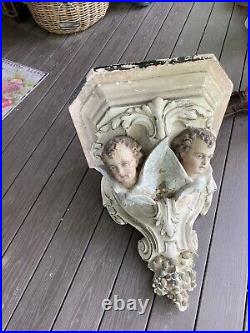 SALE 40 % Off French Antique religious statues Large Cherub Church Wall Sconce