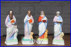 SEt 4 antique Religious evangelist figurine statue porcelain