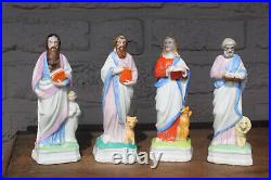 SEt 4 antique Religious evangelist figurine statue porcelain