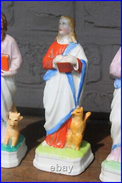 SEt 4 antique Religious evangelist figurine statue porcelain