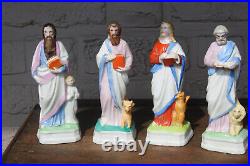 SEt 4 antique Religious evangelist figurine statue porcelain