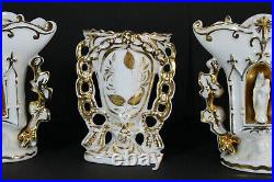 SEt Antique french religious vieux paris porcelain vases chapen madonna joseph