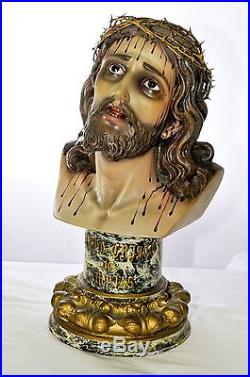 STUNNING Antique Religious Gothic Bust of Christ BEAUTIFUL French Art sku# 5495