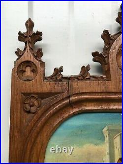 SUPER SALE! Stunning Gothic Frame in oak with Religious Oil painting on Copper