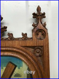 SUPER SALE! Stunning Gothic Frame in oak with Religious Oil painting on Copper
