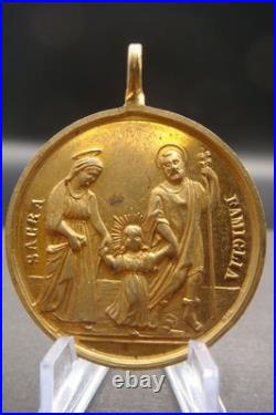Sacred Heart & Holy Family Medal -Rare Antique Catholic Pendant Protection