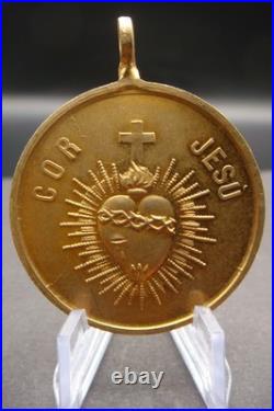 Sacred Heart & Holy Family Medal -Rare Antique Catholic Pendant Protection
