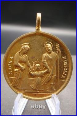 Sacred Heart & Holy Family Medal -Rare Antique Catholic Pendant Protection