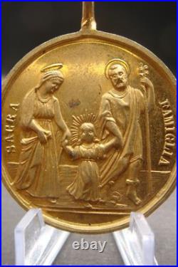 Sacred Heart & Holy Family Medal -Rare Antique Catholic Pendant Protection