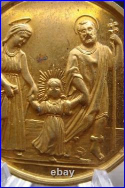Sacred Heart & Holy Family Medal -Rare Antique Catholic Pendant Protection