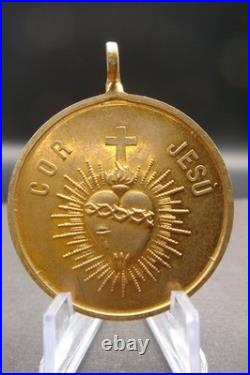 Sacred Heart & Holy Family Medal -Rare Antique Catholic Pendant Protection