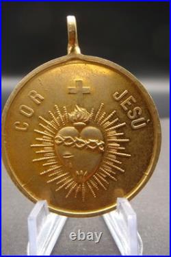 Sacred Heart & Holy Family Medal -Rare Antique Catholic Pendant Protection