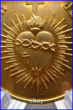 Sacred Heart & Holy Family Medal -Rare Antique Catholic Pendant Protection