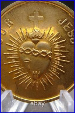 Sacred Heart & Holy Family Medal -Rare Antique Catholic Pendant Protection