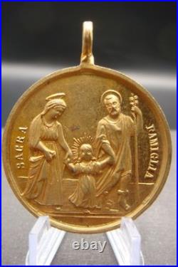 Sacred Heart & Holy Family Medal -Rare Antique Catholic Pendant Protection