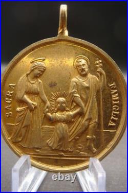 Sacred Heart & Holy Family Medal -Rare Antique Catholic Pendant Protection