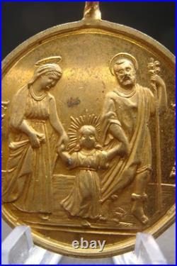 Sacred Heart & Holy Family Medal -Rare Antique Catholic Pendant Protection