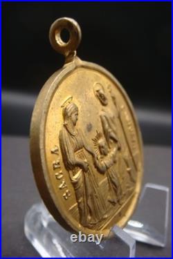 Sacred Heart & Holy Family Medal -Rare Antique Catholic Pendant Protection