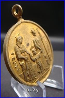 Sacred Heart & Holy Family Medal -Rare Antique Catholic Pendant Protection