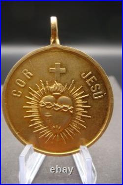 Sacred Heart & Holy Family Medal -Rare Antique Catholic Pendant Protection