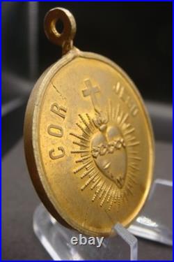 Sacred Heart & Holy Family Medal -Rare Antique Catholic Pendant Protection