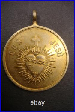 Sacred Heart & Holy Family Medal -Rare Antique Catholic Pendant Protection