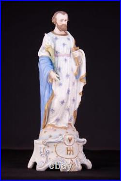 Saint Joseph Statue Antique Porcelain St Figure Religious Figurine 19.3